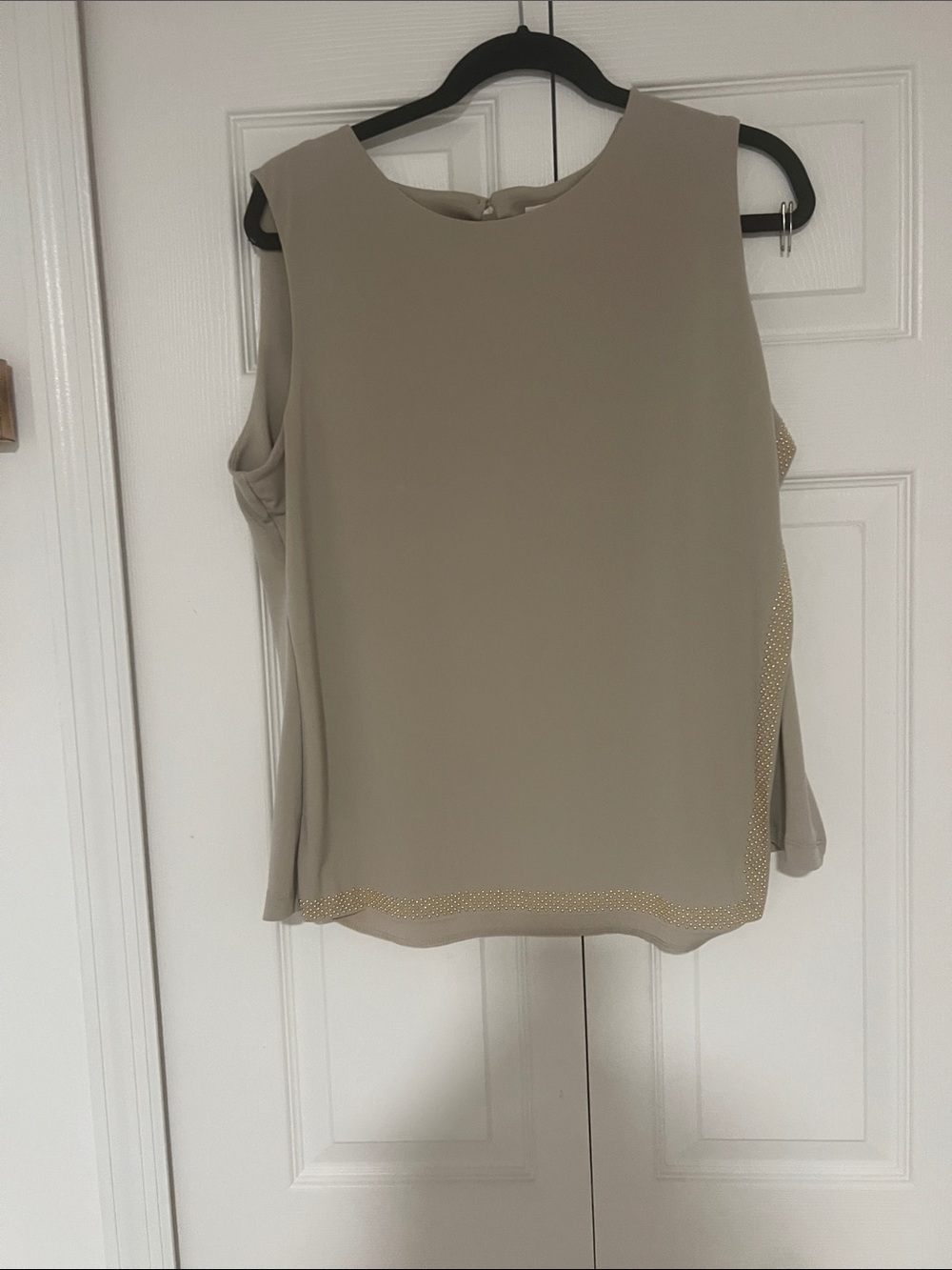Calvin Klein Beige Sleeveless Camisole with Gold Trim